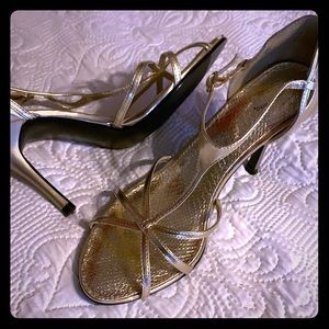 Gold color sandal straps shoes